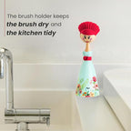 Vigar Dolls Dish Brush with Ergonomic Handle and Dres-shaped Storage Holder - Image 6