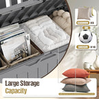 80-Gallon Outdoor Storage Bench, Waterproof Deck Box with Lockable Lid & Armrests for Patio, Garden, Pool, Gray - Image 4