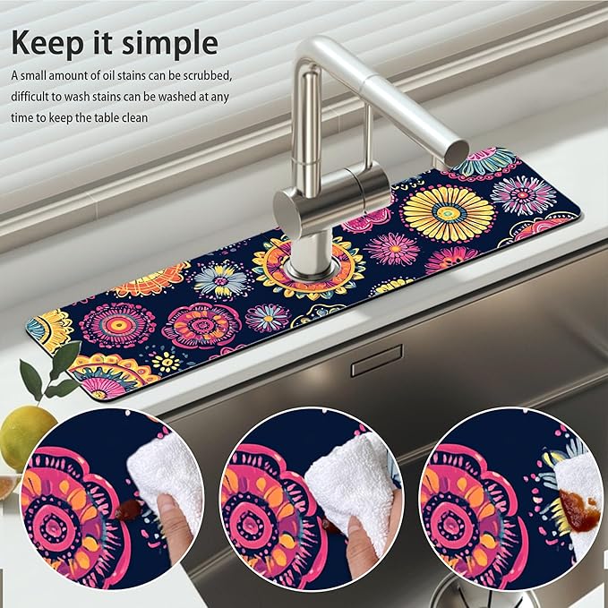 Bimkole 2 PCS Faucet Absorbent Mat, Kitchen Faucet Sink Splash Guard Wraparound - Image 5