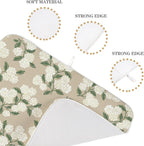 Beige Dish Drying Mat 18x24 Inch Khaki Green Vintage Floral Hydrangea Flower - Image 3