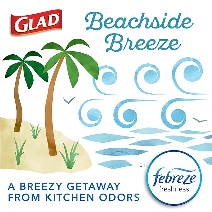 Glad Small Trash Bags 4 Gallon, Febreze Beachside Breeze Garbage Bags, Odor - Image 3