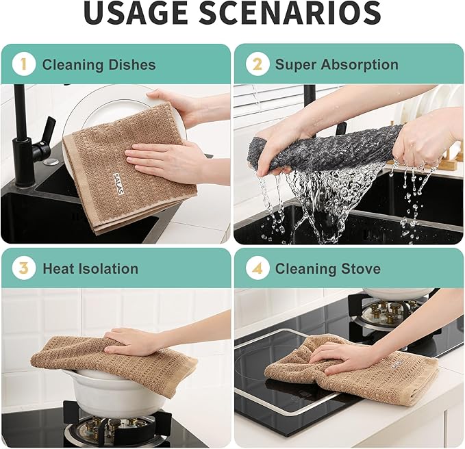 SALAS Kitchen Dish Towels, Bulk Cotton Kitchen Hand Towels, 390 GMS Plaid Dish - Image 5
