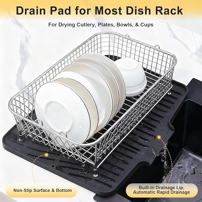 Silicone Dish Drying Mat for Kitchen Counter, Non-Slip Dish Drying Pad - Image 6