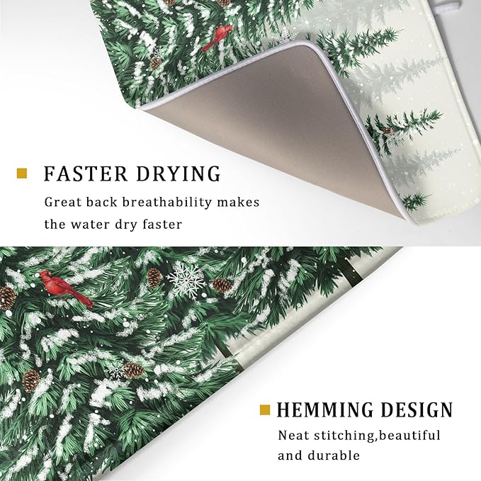 Winter Green Pine Tree Dish Drying Mat - Image 3