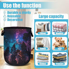 Purple Galaxy Forest Laundry Basket, Laundry Hamper Collapsible Oxford Cloth - Image 3