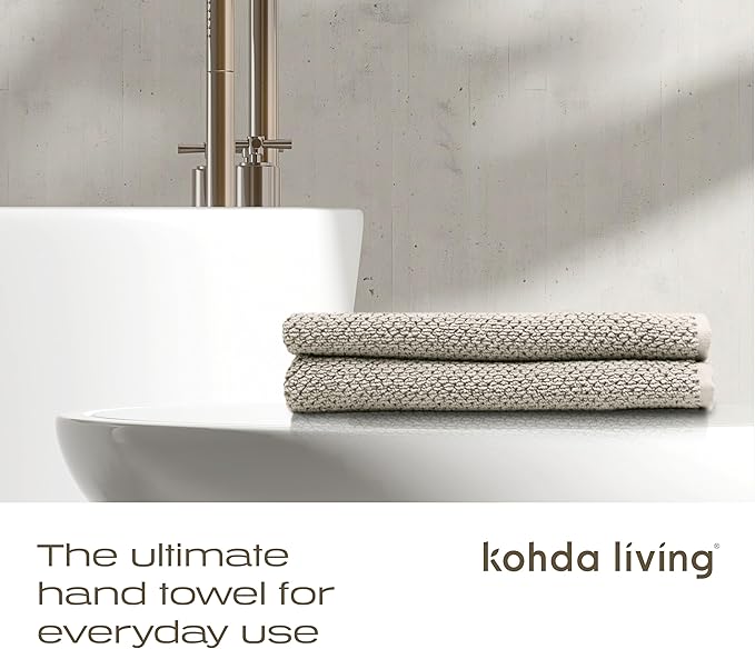 Luxury Silver-Infused Beige Guest Hand Towels 2-Pack Set, 23.6"x17.7" - Image 2