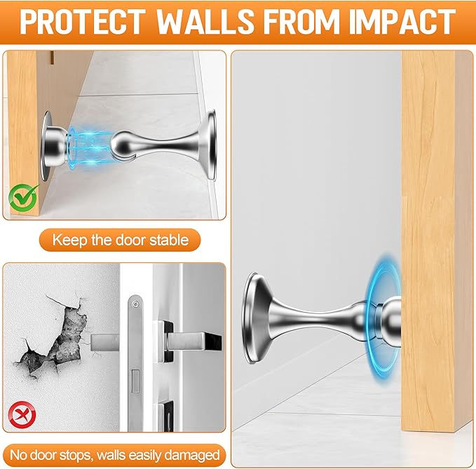 Magnetic Door Stoppers 1 Pack, Stainless Steel Magnetic Door Stop, Wall & Floor - Image 3
