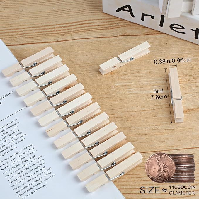 Phinus 72 Pcs Wooden Clothes Pins, 2.9 Inch Clothes Pins - Image 3