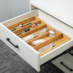 Utoplike Bamboo Expandable Kitchen Drawer Organizer, Adjustable Utensil Holder - Image 7
