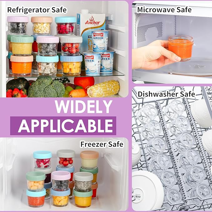 DRKIO 12 Pack Glass Baby Food Storage Containers - 4 Oz Baby Food Jars - Image 6