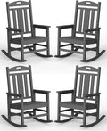 Ciokea Oversized Outdoor Rocking Chairs Set of 4, 380lbs Heavy-Duty Large Patio Rocker, High Back Cozy Porch Chairs, Weather Resistant Patio Rocking Chairs for Outside, Fire Pit, Deck, Dark Grey by CIOKEA