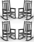 Ciokea Oversized Outdoor Rocking Chairs Set of 4, 380lbs Heavy-Duty Large Patio Rocker, High Back Cozy Porch Chairs, Weather Resistant Patio Rocking Chairs for Outside, Fire Pit, Deck, Dark Grey by CIOKEA