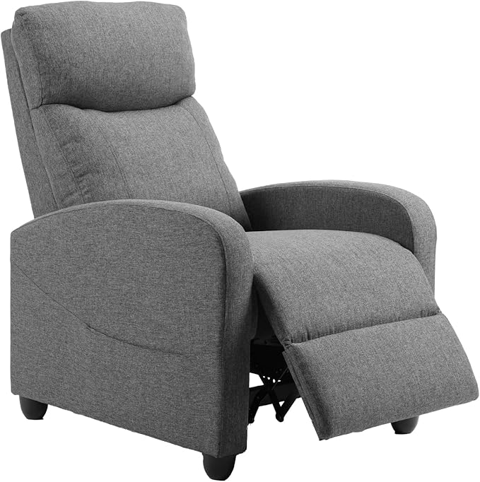 Sweetcrispy Recliner Chair Fabric Recliner Sofa No Massage, Home Theater Seating with Lumbar Support, Adjustable Push Back Overstuffed High-Density Sponge Reclining for Living Room, Slate Gray by Sweetcrispy