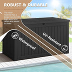 Devoko XXL 230 Gallon Resin Large Deck Box Waterproof Outdoor Storage Box Loackable for Patio Furniture Cushions and Garden Tools(230 Gallon, Black) - Image 5