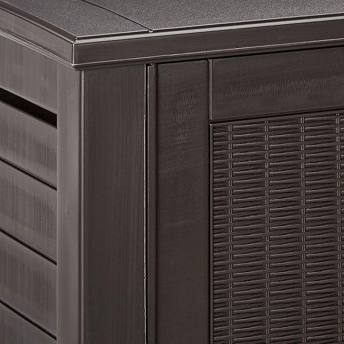 Rubbermaid Decorative Outdoor Storage Cabinet (123 Gal) Weather Resistant Dark Brown Organization for Home/Backyard/Pool Chemicals/Toys/Garden Tools/Porch/Patio Cushions - Image 6