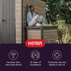 Keter Signature Collection 150 Gallon Resin Deck Box Organization and Storage Box for Patio Outdoor Cushions, Throw Pillows, Garden Tools and Pool Supplies, Ashwood - Image 11