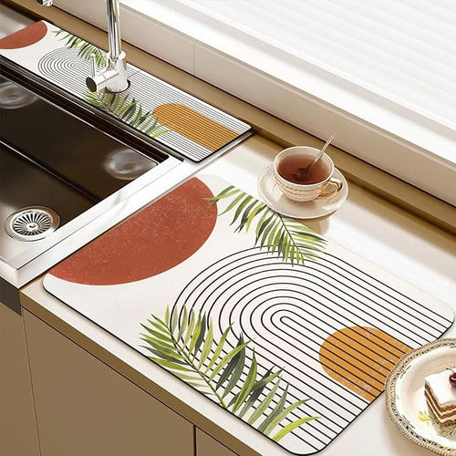 19.5" x 12" Dish Drying Mat & 24" x 5.5" Sink Splash Guard, Super Absorbent by BathtubMat