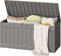 Flamaker Outdoor Storage Box 80 Gallon Resin Waterproof Deck Box Delivery Box with Wood Texture Large Storage Bin for Patio Cushions (Light Brown) by Flamaker