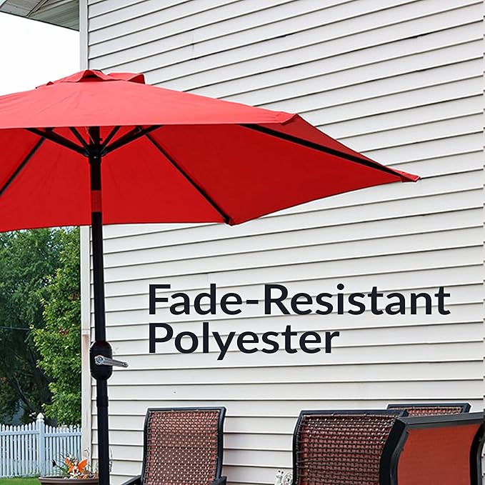 Sunnydaze Outdoor Patio Umbrella - Polyester Table Market Umbrella with Push-Button Tilt and Crank - 6 Sturdy Ribs - Burnt Orange - 7.5ft - Image 4