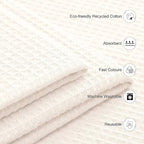 Encasa XO' Waffle Weave Face & Hand Towels – 12"x12", Natural Washcloths Set of - Image 4