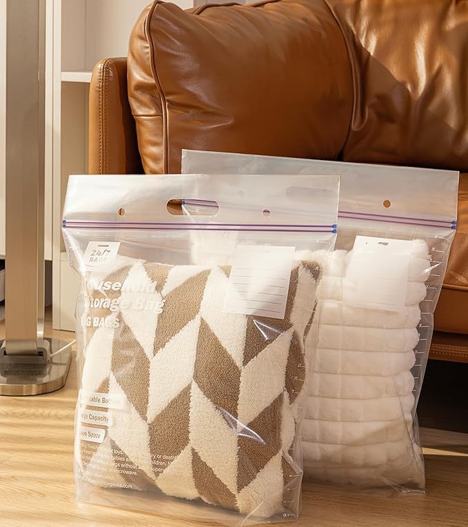 12 X-Large Plastic Storage Bags, 5 Gallons, Zero BPA, Double Zipper Seal - Image 3