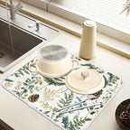 Vintage Herbs Fern Leaves Floral Plant02 Dish Drying Mat - Image 5