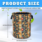 Folk Flower Art Laundry Basket Boho Floral Print Oxford Cloth Laundry Hamper - Image 3