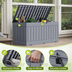 Devoko 78 Gallon Deck Box, Waterproof Resin Outdoor Storage Box for Outside and Patio, Outdoor Storage Bench Lockable for Patio Furniture, Garden Tools and Pool Supplies (Grey, 78 Gallon) - Image 2