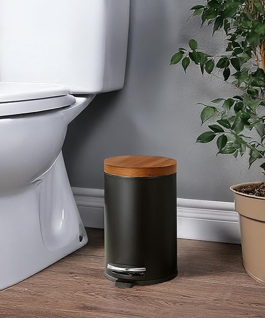 SunnyPoint Elite Bamboo Lid 4.5 Liter / 1.2 Gallon Round Trash Can - Image 4