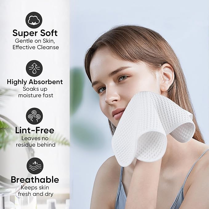 Microfiber Waffle Face Towels, 4 Pieces, Fast Drying, Lint Free 430 GSM - Image 4
