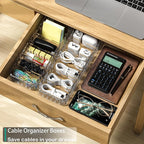 Cable Storage Boxes Organizers 2 Pack, Cord Charger Storage Organizer Box Case - Image 2