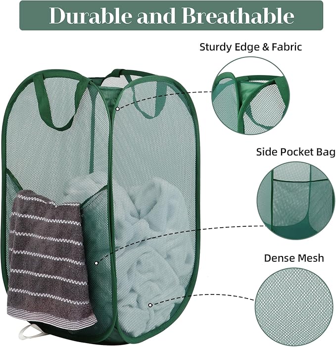 Durable Collapsible Laundry Baskets, Tear-resistant Pop Up Hamper - Image 3
