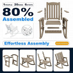 Devoko PP Material Rocking Chair Outdoor Indoor All Weather High Back Patio Rocker for Adult Heavy Duty Rocking Chair for Patio Backyard Porch Garden (Heavy Duty, Light Brown) - Image 5