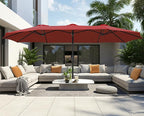 SUPERJARE 15FT Outdoor Umbrella for Patio, Double sided Pool Umbrellas with Fade Resistant Canopy, Large Table Umbrella for Deck, Market, Backyard - Burgundy - Image 2