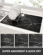 Rnivvi Dish Drying Mat for Kitchen Counter, 12 x 19" Cute Marble Super - Image 3