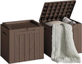 Devoko 30 Gallon Resin Deck Box 2 Pack Outdoor Indoor Waterproof Storage Box for Patio Furniture Pool Accessories Storage for Cushion Garden Tools (Brown, 2 Pack) by DEVOKO