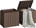 Devoko 30 Gallon Resin Deck Box 2 Pack Outdoor Indoor Waterproof Storage Box for Patio Furniture Pool Accessories Storage for Cushion Garden Tools (Brown, 2 Pack) by DEVOKO