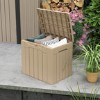 Patiowell 30 Gallon Resin Deck Box, Outdoor Storage Box for Patio Furniture, Deliveries, Pool Supplies,Waterproof and Lockable, Light Brown - Image 2