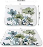 Blue Sage Green Dish Drying Mats 18x24 Inch Mats Vintage Floral Spring Drying - Image 2