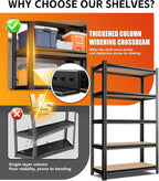AOAORRG Set of 3 Garage Shelving Heavy Duty Storage Shelves, Metal Adjustable Shelving Unit, Utility Garage Organizer Shelf for Basement, Pantry, Kitchen, Warehouse, 15.7" Dx33.5 Wx35.4 H, Black - Image 7