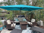 PURPLE LEAF 10' X 13' Patio Umbrella with Base Outdoor Cantilever Rectangle Offset Umbrella with 360-degree Rotation for Garden Deck Pool Patio Turquiose - Image 3
