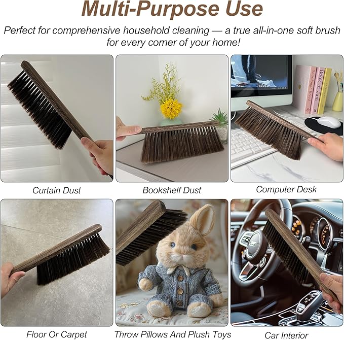 Wood Dusting Brush, Handheld Soft Bristle Cleaning Broom - Image 4