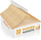 HOUSE DAY Slim Wooden Hangers 30 Pack, Solid Wood Hanger by HOUSEDAY
