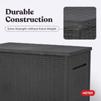 Keter Java XXL 230 Gallon Resin Rattan Look Large Outdoor Storage Deck Box for Patio Furniture Cushions, Pool Toys, and Garden Tools, Dark Grey - Image 8