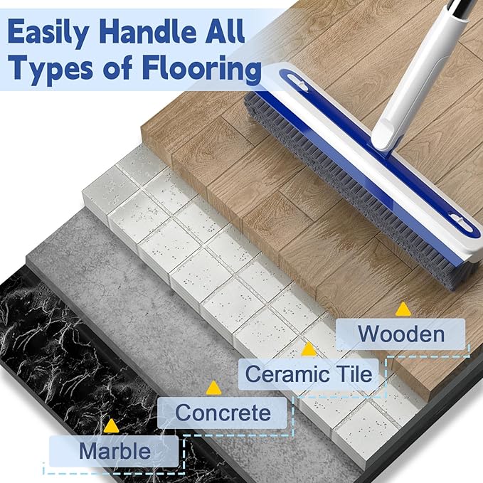 4-in-1 Floor Scrub Brush with Long Handle V-Shaped Crevice Brush Floor Scrubber - Image 8
