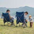 EVER ADVANCED Oversized Folding Rocking Camping Chair, Padded Portable Rocker Chair for Patio, Lawn and Outdoors, Heavy Duty Hard Armchair for Adults Supports 400lbs, Blue - Image 2