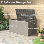 Outdoor Storage Box, Resin Deck Boxes Indoor and outdoor, Waterproof Storage Box Lockable Lid (Grey, 100 Gallon) - Image 3