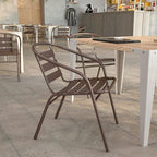 Flash Furniture Lila Bronze Metal Restaurant Stack Chair with Metal Slats - Image 7