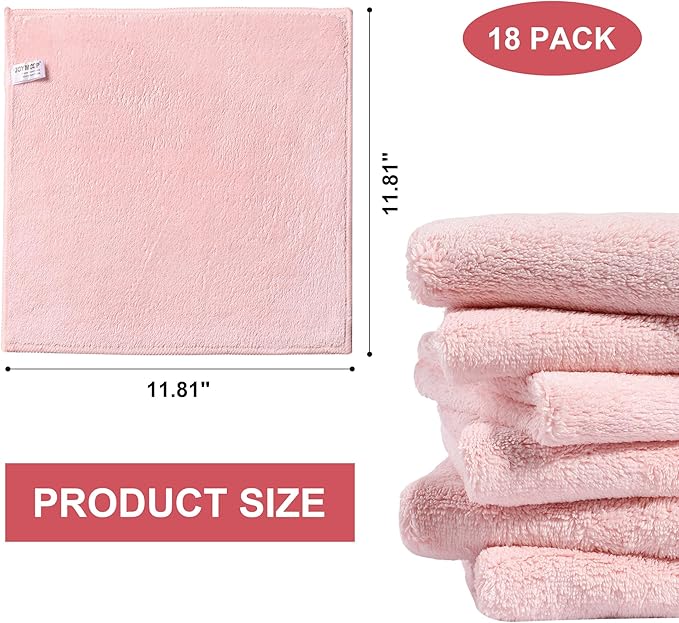 JOYMOOP Microfiber Cleaning Cloths, 11.8" x 11.8" Pink Reusable Kitchen Towels - Image 4