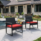 Flamaker 3 Pieces Wicker Patio Furniture Outdoor Modern Rattan Chair Conversation Sets with Coffee Table for Yard and Bistro (Red) - Image 5
